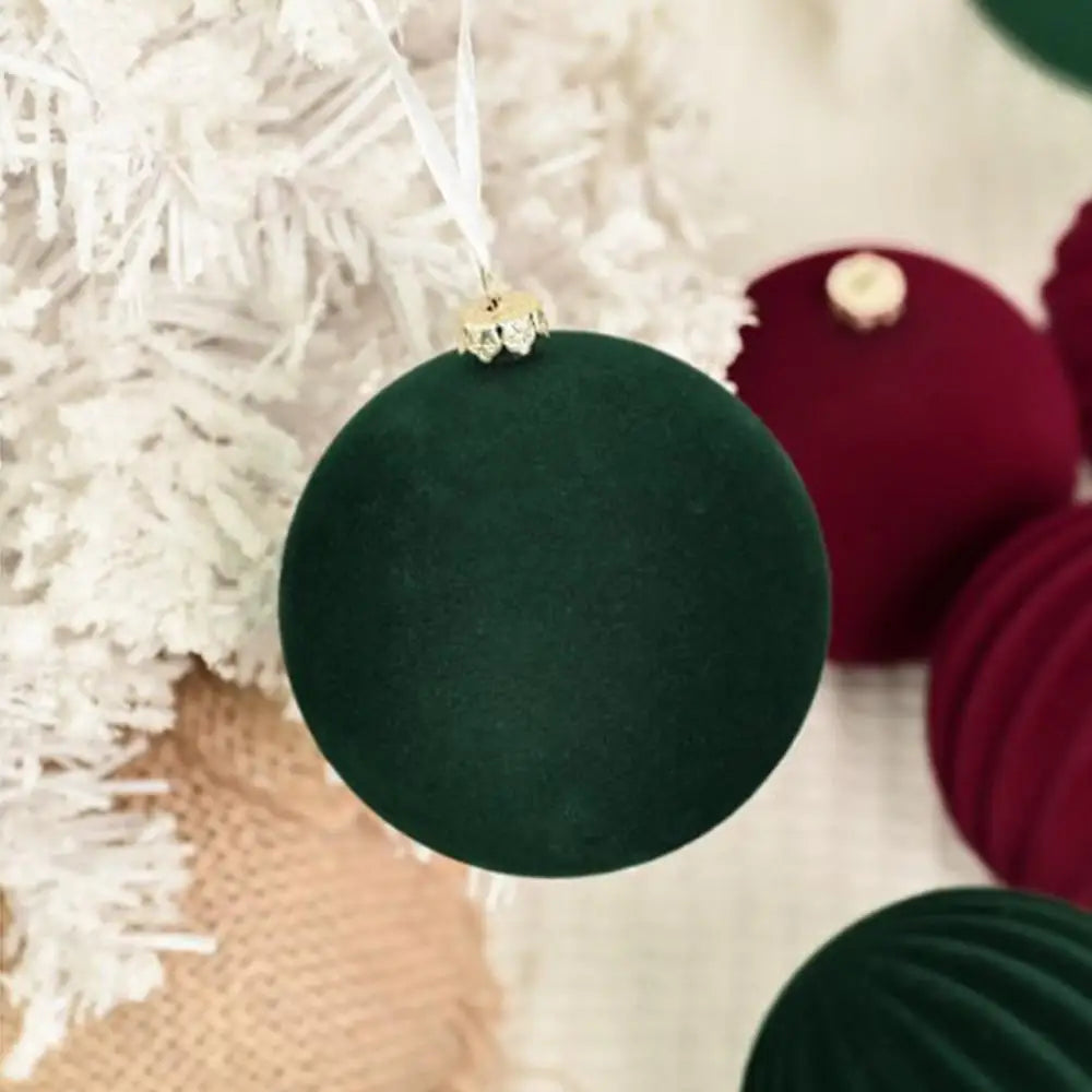 Velvet Flocked Christmas Ornaments – 12-Piece Elegant Tree Ball Set