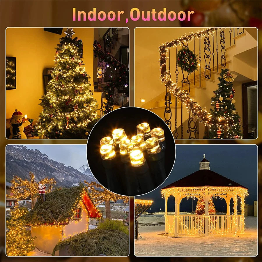 30M Christmas Fairy Lights – 1500 LED Outdoor Garland for Trees & Parties