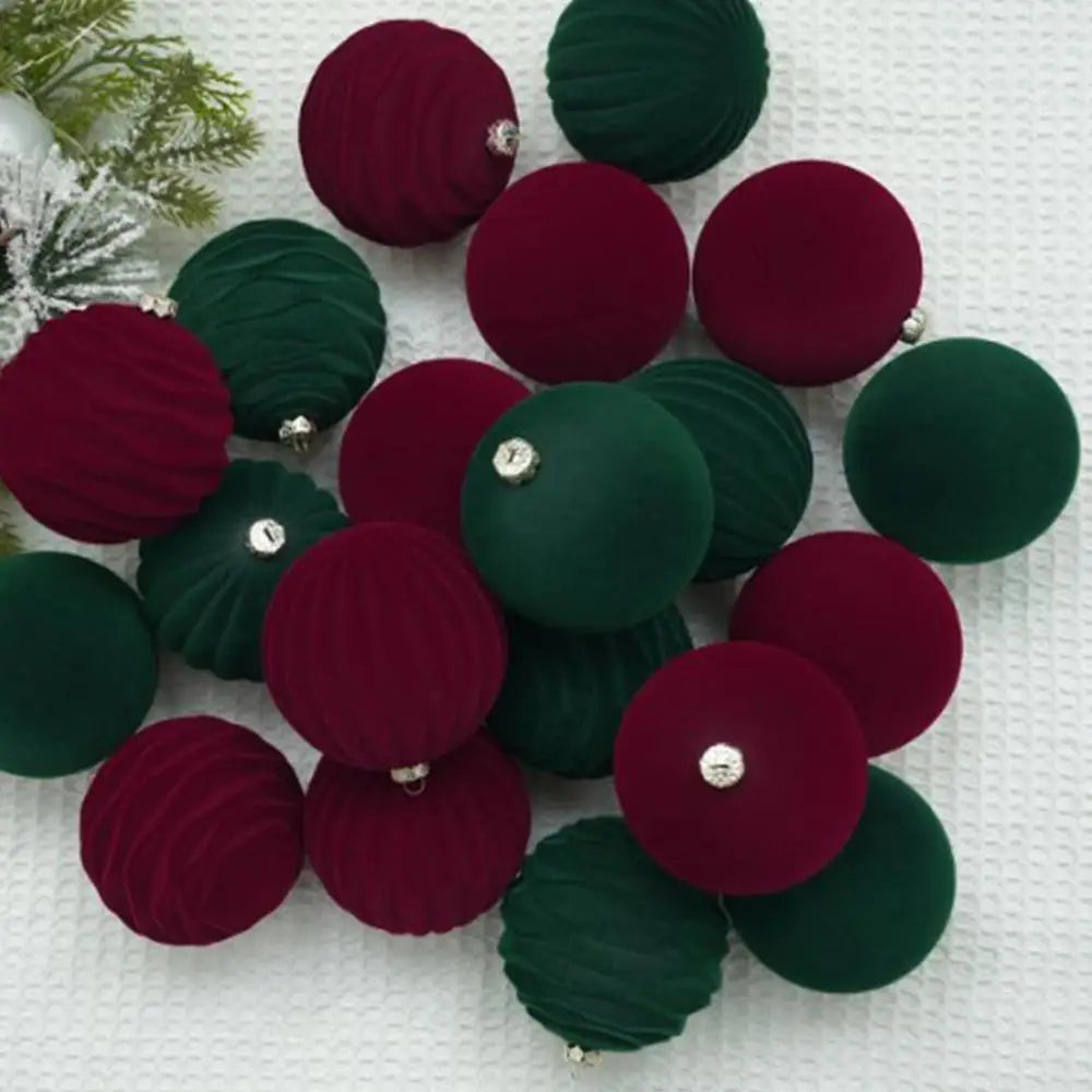 Velvet Flocked Christmas Ornaments – 12-Piece Elegant Tree Ball Set
