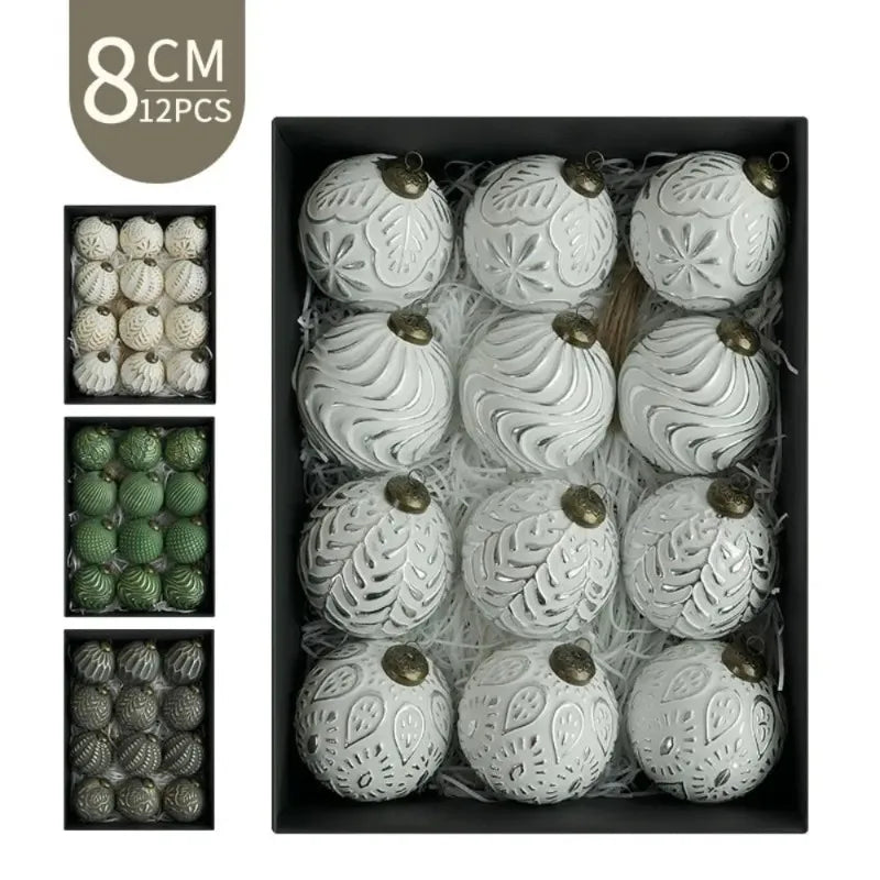 Vintage Christmas Ball Ornament Set (12pcs)