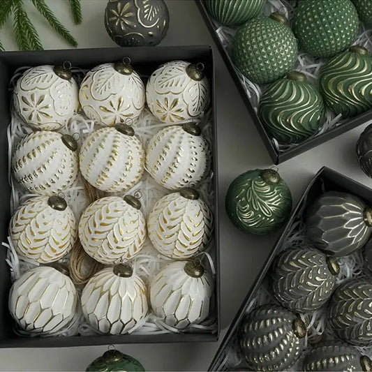 Vintage Christmas Ball Ornament Set (12pcs)